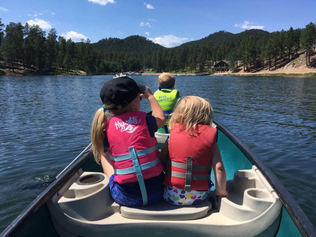 Black hills Legion Lake family in canoe
