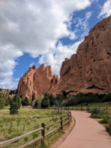 red rock formations at garden of the gods