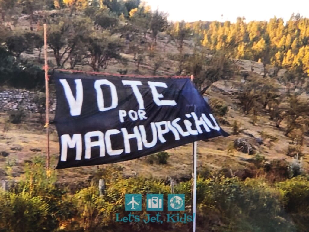 sign to vote for Machu Picchu