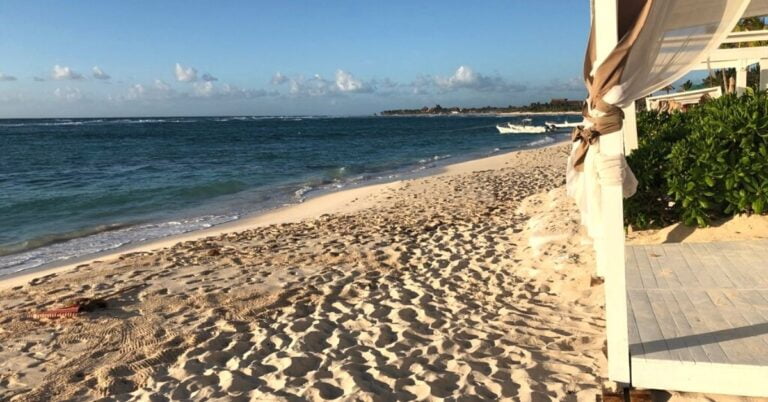 Sunscape Akumal review sunset hour sand with ocean