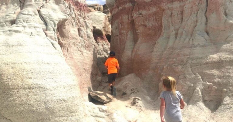 things to do in Colorado Springs with kids walking through colorful formations at the Paint Mines colorado