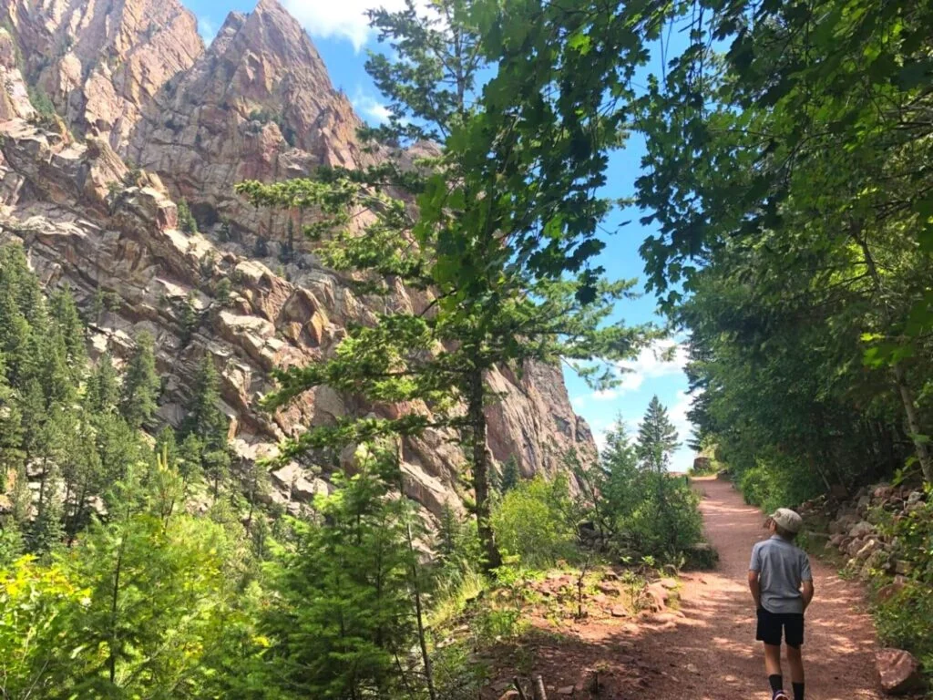 Eldorado Canyon state park, boy walking on trail