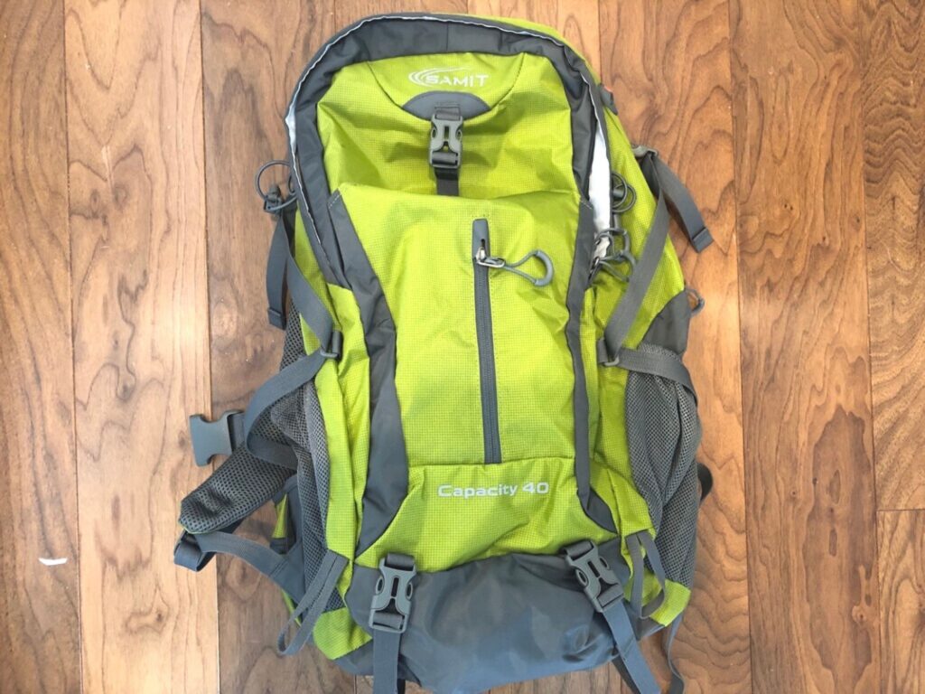 green hiking backpack