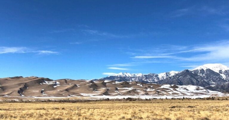 Great Sand Dunes National Park dunes with mountains behind