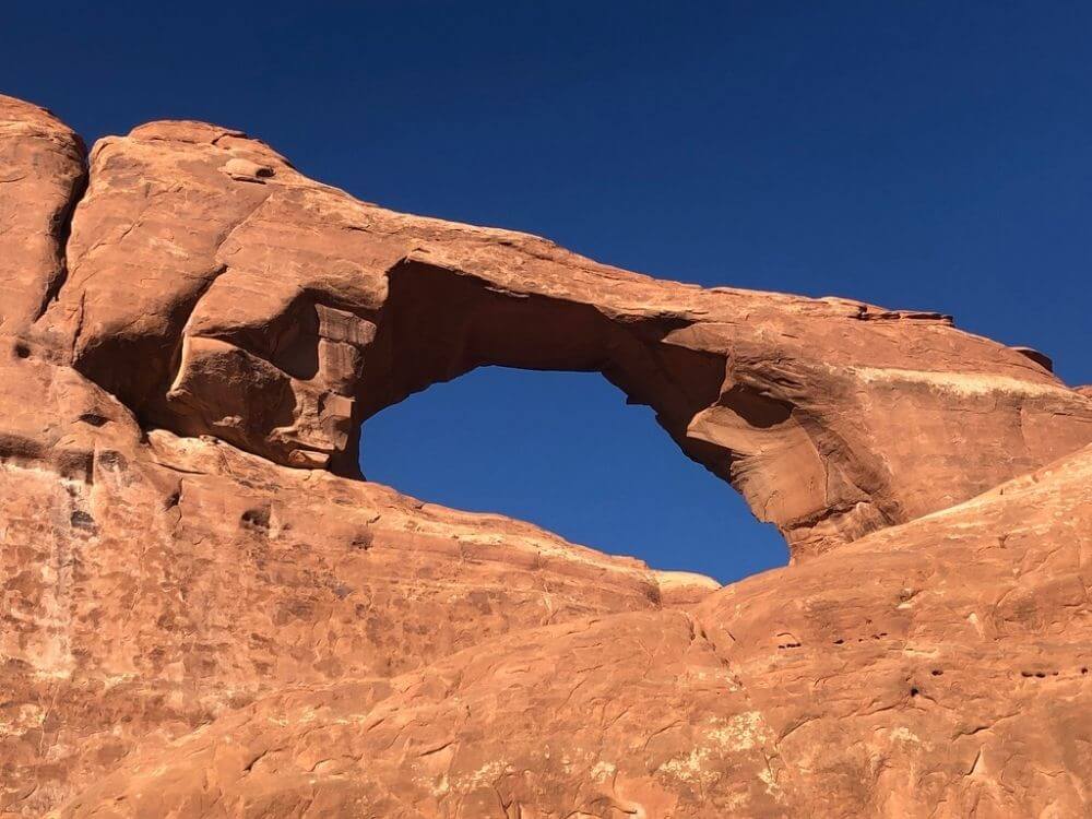 Skyline Arch Arches national park with kids