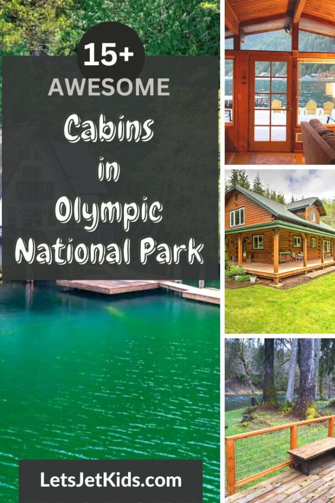 collage of cabin pictures on a pin image with text overlay