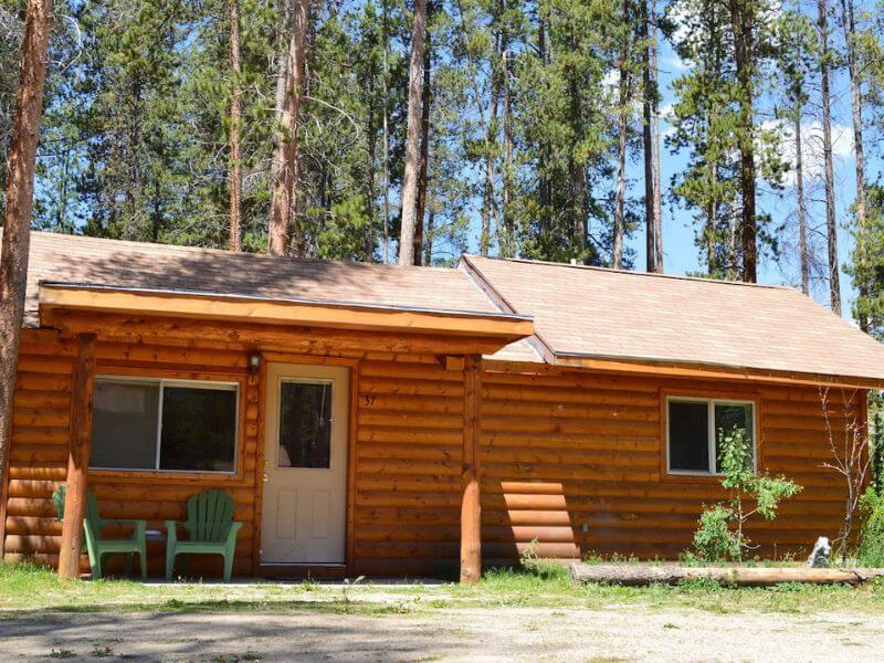 Wood cabin in the woods