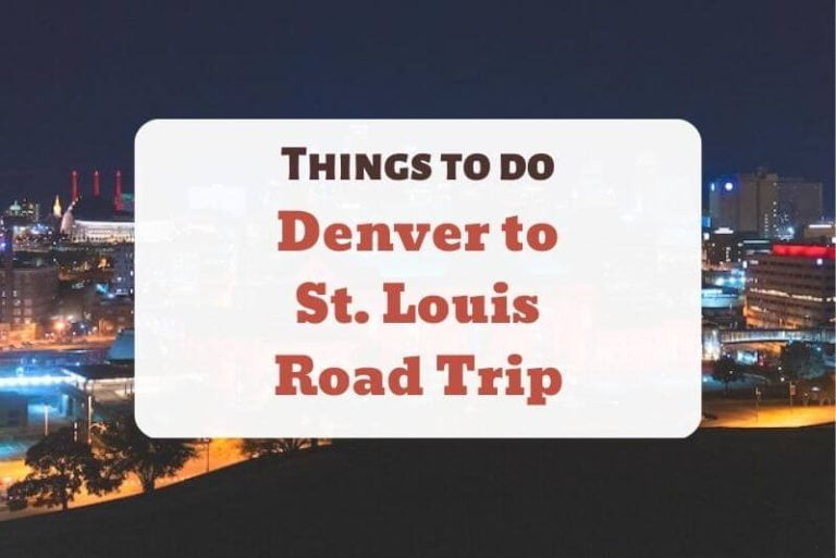 large night image with text overlay saying Denver to St. Louis Road Trip