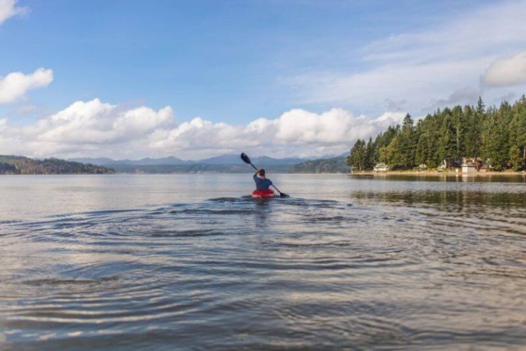 man in kayak on a lake