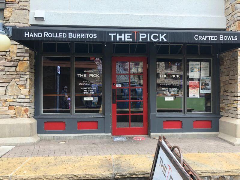 restaurant front of the Pick in Mountain Village