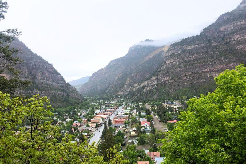 overview of the town of Ouray from a lookout point