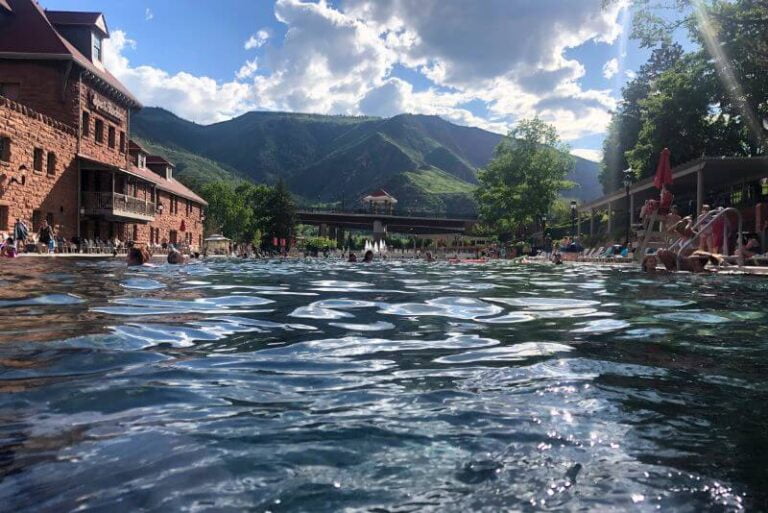 looking water level down the huge Glenwood Hot Springs pool