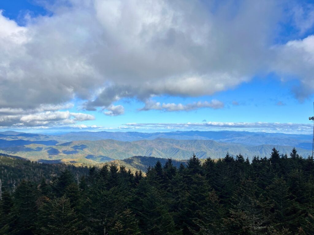 view of the Great Smoky Mountains and other mountains in the distance